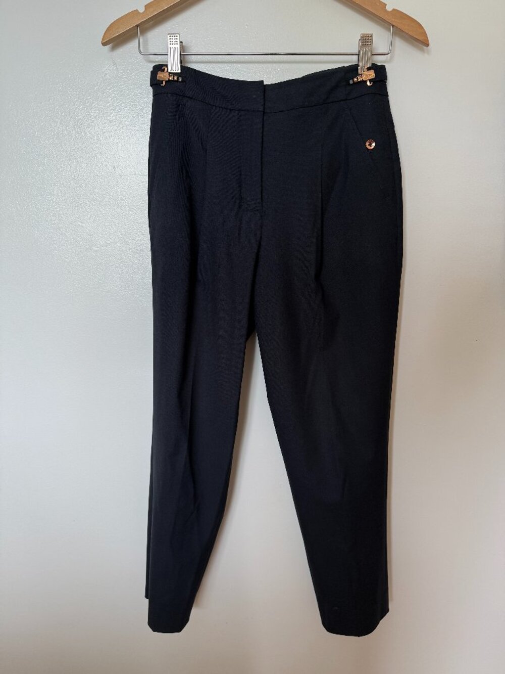 Kit and Ace Technical Cashmere Trousers | Dark Navy | Rose Gold Hardware | XS |